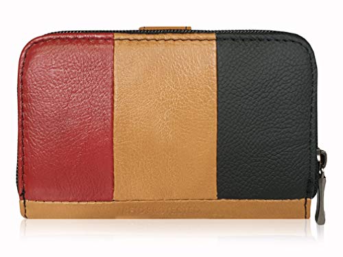 Quenchy London RFID Blocking Leather Purse - Multi Card Slots & Zip Closure