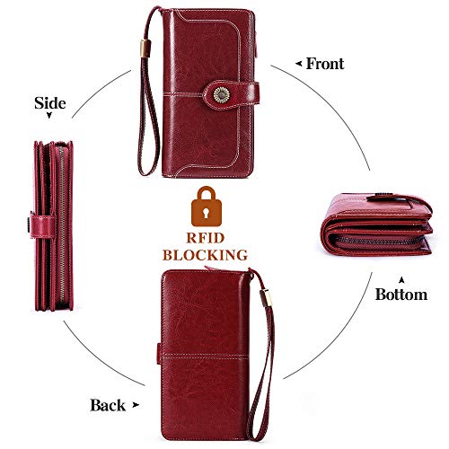 Large Women's Leather Wallet with RFID Blocking Technology