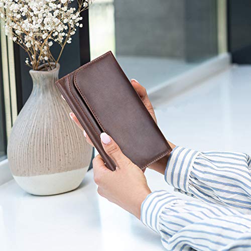Stylish Brown Leather Womens Purse with RFID Protection