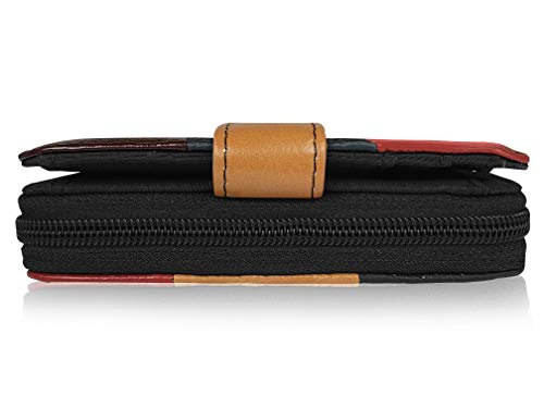 Quenchy London RFID Blocking Leather Purse - Multi Card Slots & Zip Closure