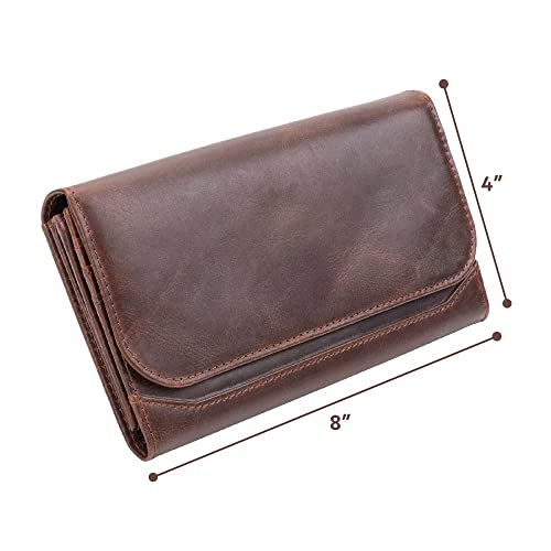 Stylish Brown Leather Womens Purse with RFID Protection