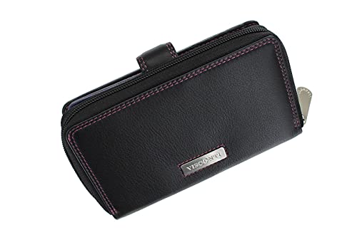 Visconti Rio Soft Leather Ladies Purse - Black/Purple/Berry