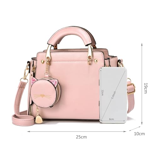 NICOLE & DORIS Pink Designer Handbag with Matching Coin Purse