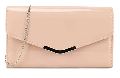 LeahWard Nude Patent Envelope Clutch for Wedding Party