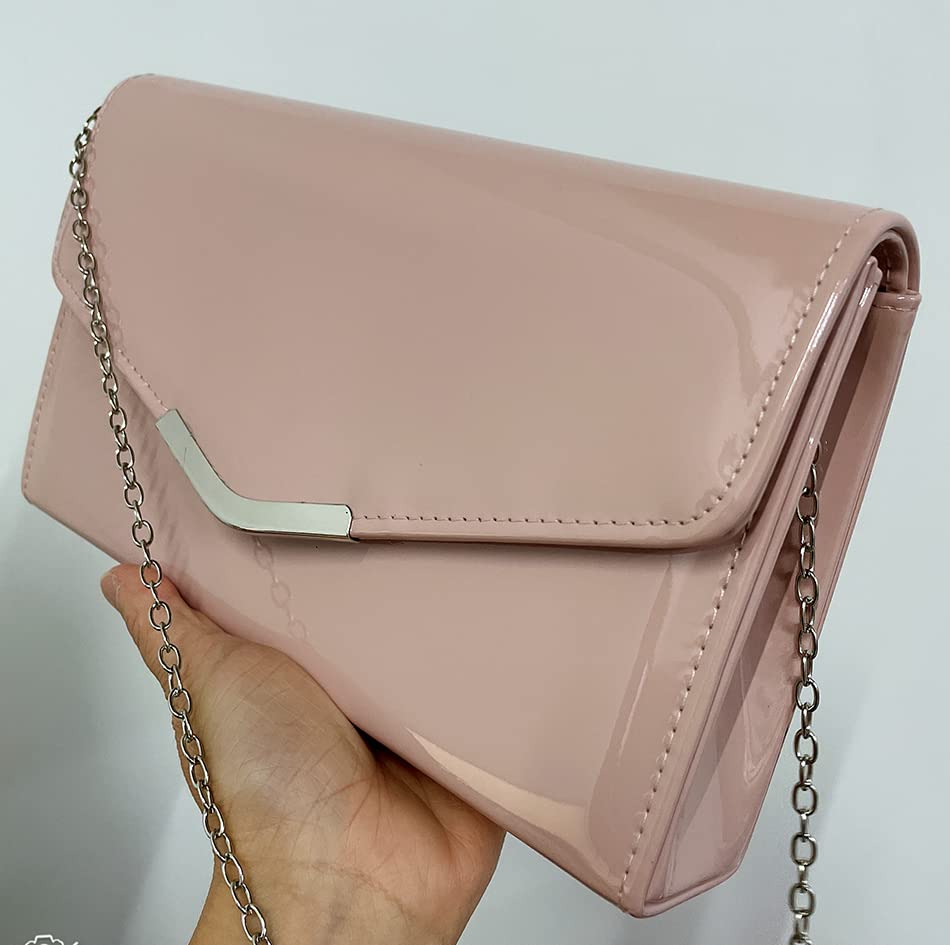 LeahWard Nude Patent Envelope Clutch for Wedding Party