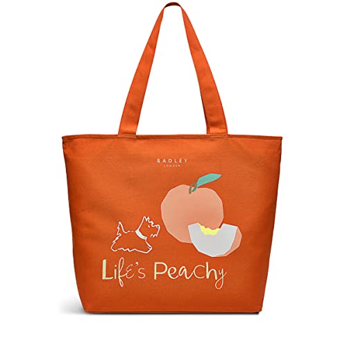 RADLEY Orange Cotton Zip Top Tote - Lifes Peachy