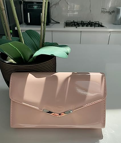 LeahWard Nude Patent Envelope Clutch for Wedding Party