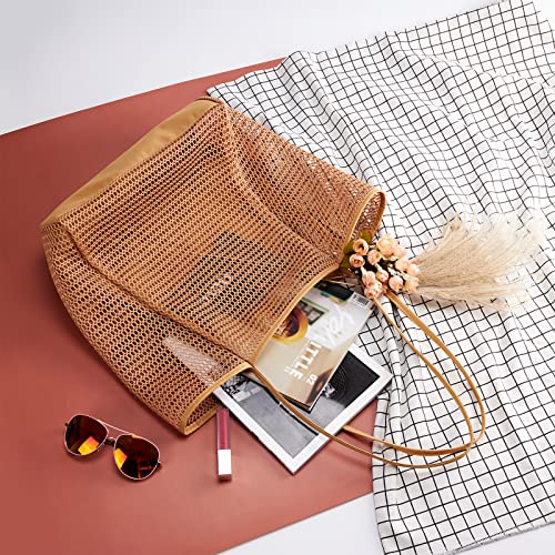 KALIDI Mesh Beach Tote: Large Designer Shoulder Bag