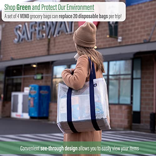 Transparent 4-Piece Reusable Designer Shopping Bags