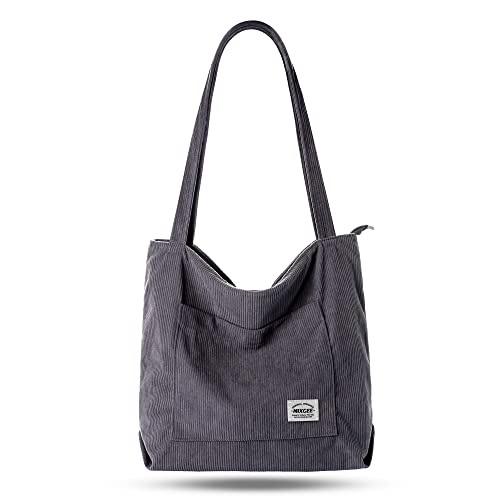 Gray Corduroy Tote Bag - Stylish and Spacious!