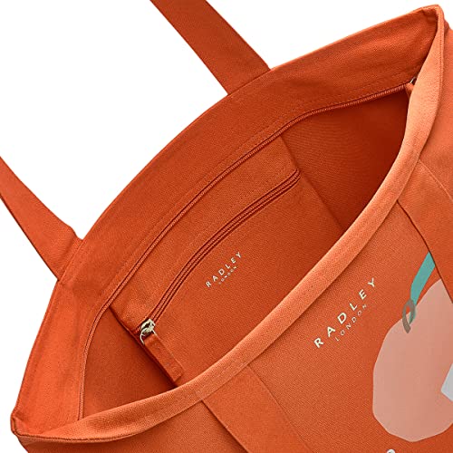 RADLEY Orange Cotton Zip Top Tote - Lifes Peachy