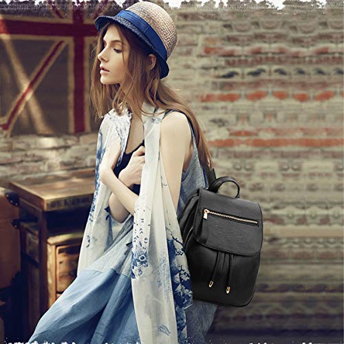 NICOLE&DORIS Mini Fashion Backpack Black Women's Faux Leather