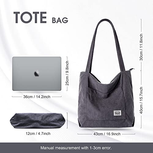 Gray Corduroy Tote Bag - Stylish and Spacious!