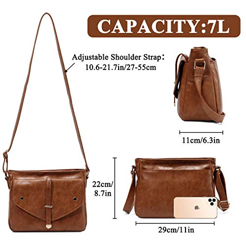 VASCHY Women's Brown Designer Cross Body Shoulder Bag