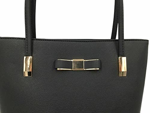 Black Bow Shoulder Bag Large Tote Handbag