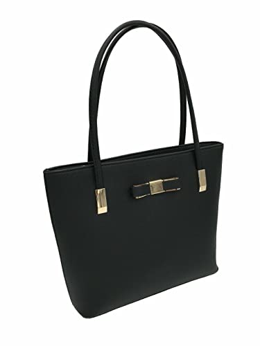 Black Bow Shoulder Bag Large Tote Handbag