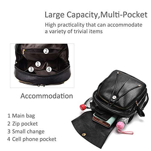 NICOLE&DORIS Mini Fashion Backpack Black Women's Faux Leather