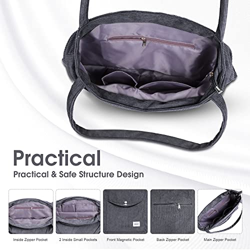 Gray Corduroy Tote Bag - Stylish and Spacious!