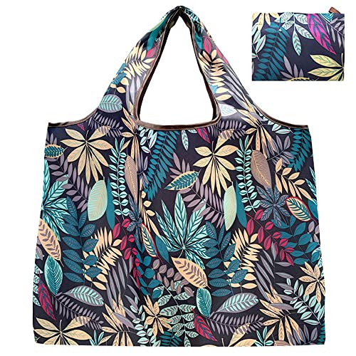 HYMUUNI Leaf Design Foldable Shopping Bag