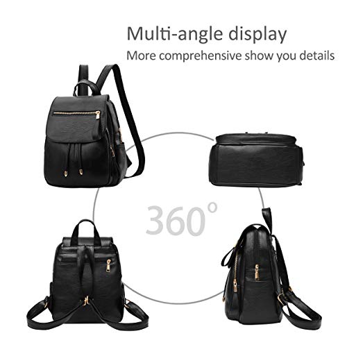 NICOLE&DORIS Mini Fashion Backpack Black Women's Faux Leather