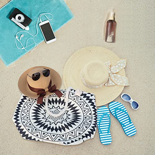 Mikytoper Summer Beach Tote Bag – Black and White Circles