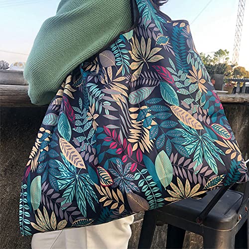 HYMUUNI Leaf Design Foldable Shopping Bag