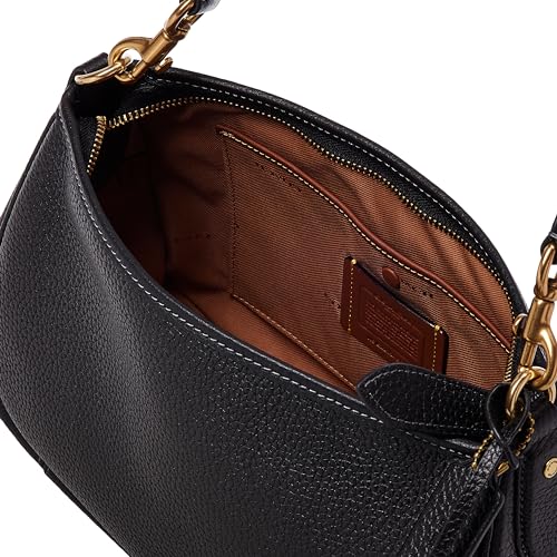 Black COACH Soft Pebble Leather Cary Crossbody Bag