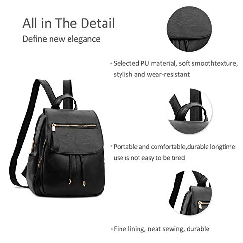 NICOLE&DORIS Mini Fashion Backpack Black Women's Faux Leather