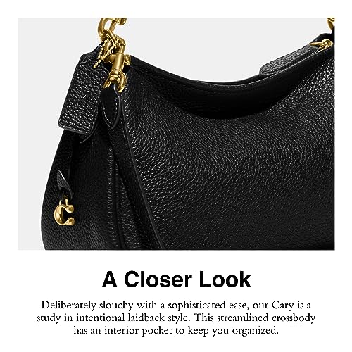 Black COACH Soft Pebble Leather Cary Crossbody Bag