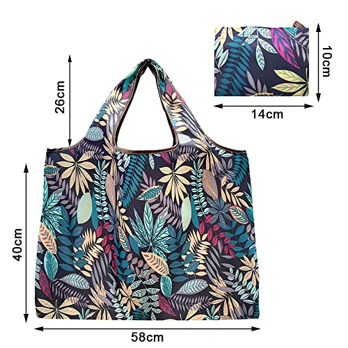 HYMUUNI Leaf Design Foldable Shopping Bag