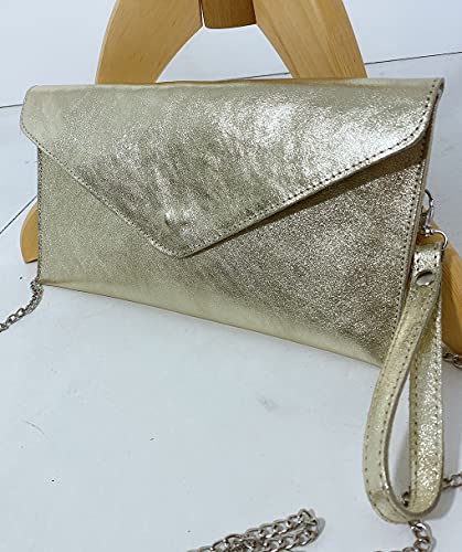 Italian Suede Envelope Clutch with Wrist and Chain Straps
