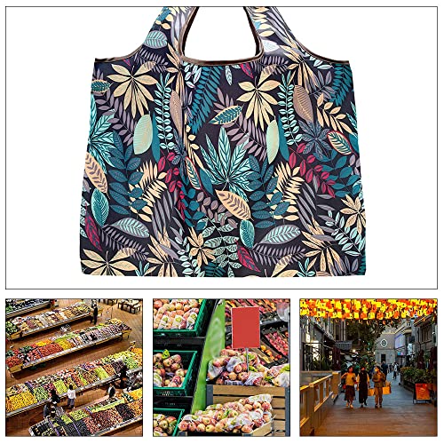 HYMUUNI Leaf Design Foldable Shopping Bag