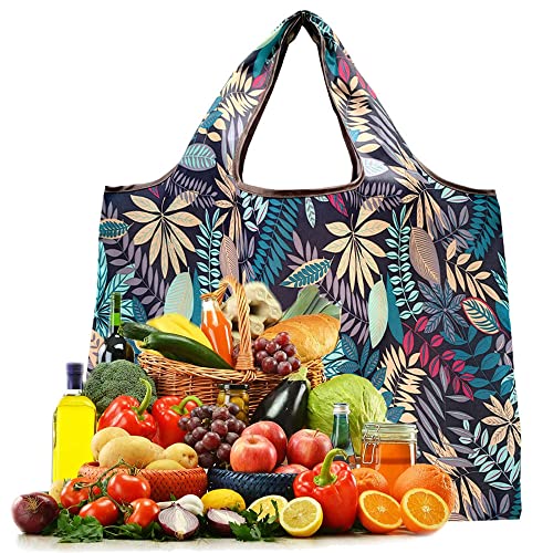 HYMUUNI Leaf Design Foldable Shopping Bag