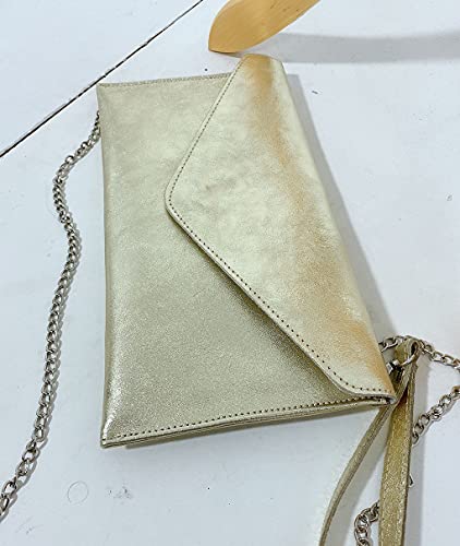 Italian Suede Envelope Clutch with Wrist and Chain Straps