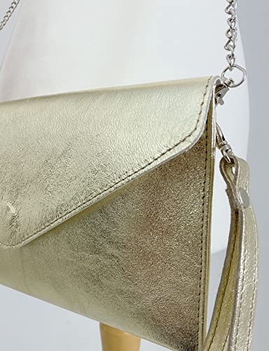 Italian Suede Envelope Clutch with Wrist and Chain Straps