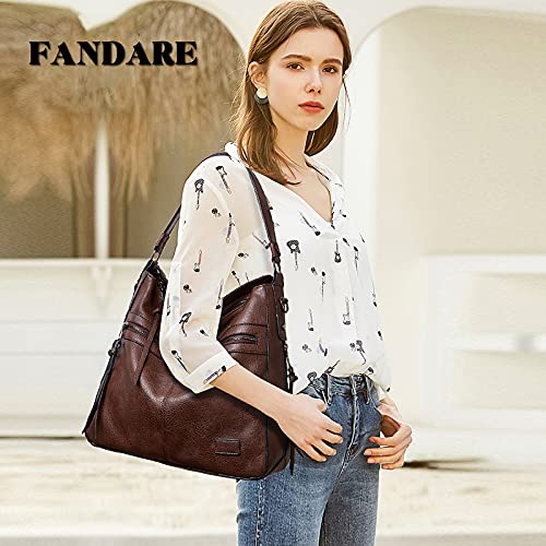 Dark Brown Vintage Leather Shoulder Tote Handbag