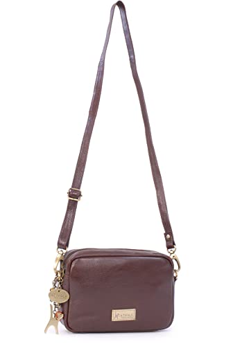 Catwalk Collection POLLY Brown Leather Cross Body Bag