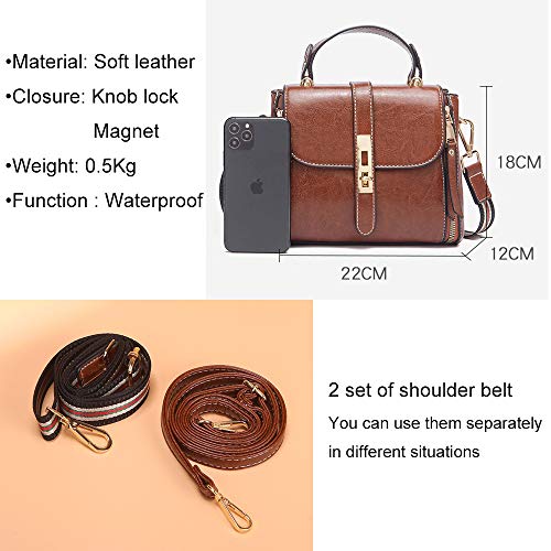 Stylish Waterproof Crossbody Purse - Soft Leather, Brown