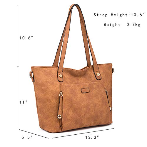 MORGLOVE Elegant Large Brown Designer Handbag