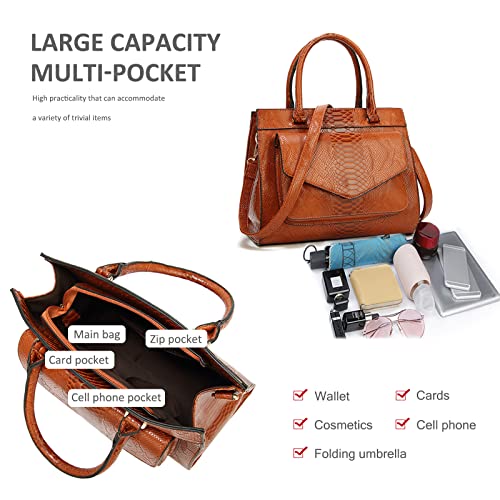 Chic Nicole & Doris Croc Fashion Bag - Brown