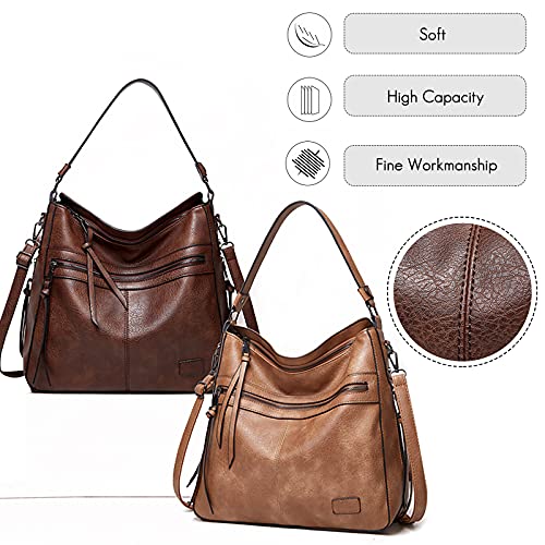 Dark Brown Vintage Leather Shoulder Tote Handbag