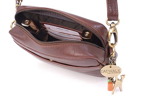 Catwalk Collection POLLY Brown Leather Cross Body Bag