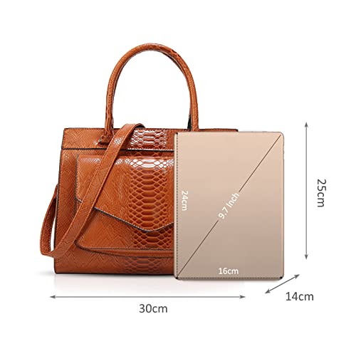 Chic Nicole & Doris Croc Fashion Bag - Brown