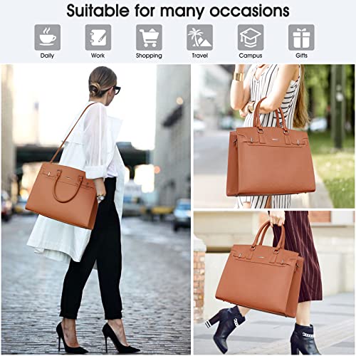 KTMOUW Women's Designer Leather Laptop Tote Bag