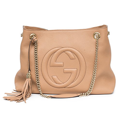 Gucci Camel Pebbled Leather Soho Shoulder Bag Tassel