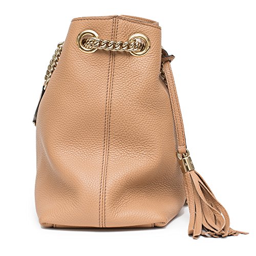 Gucci Camel Pebbled Leather Soho Shoulder Bag Tassel