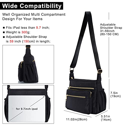 Women's Black Designer Cross-body Nylon Messenger Bags
