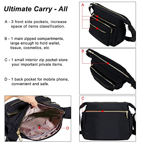 Women's Black Designer Cross-body Nylon Messenger Bags
