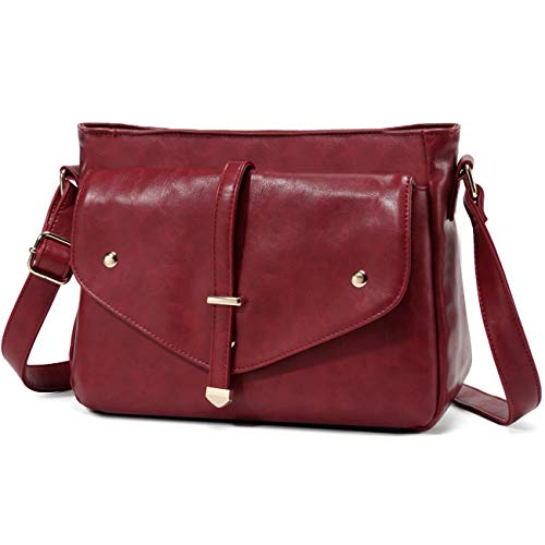 VASCHY Women's Burgundy Crossbody Shoulder Bag Fashion Handbag