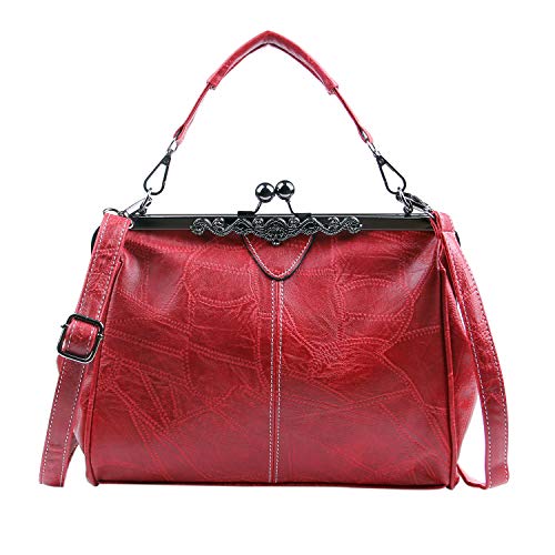 LUI SUI Vintage PU Leather Handbag - Wine Red